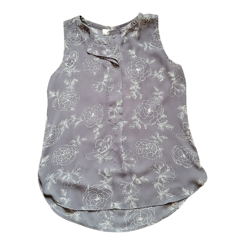 Ann Taylor Loft Sleeveless Dressy Shell Tank Gray and White No collar Size XS